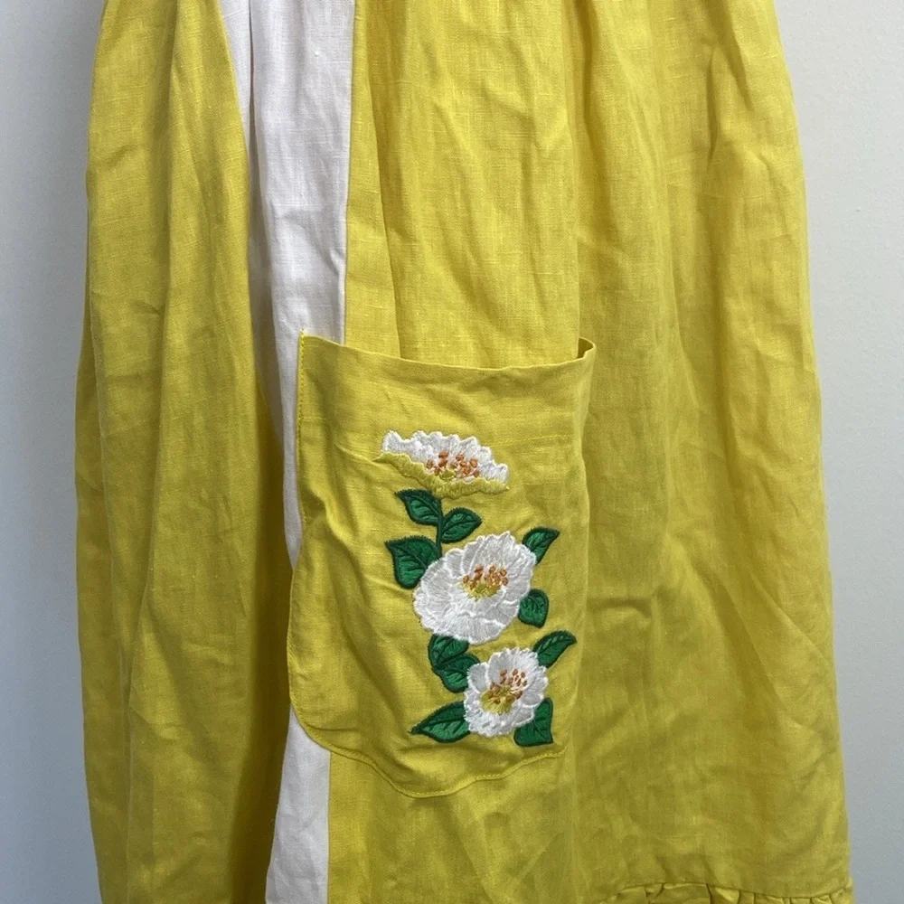 Fanm Mon Halter Linen Dress Medium Floral Embroidered NWT - Picture 7 of 14